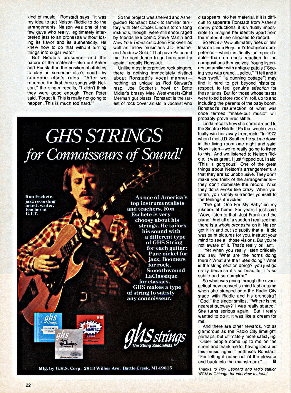 Musician Magazine March 1984 Linda Ronstadt